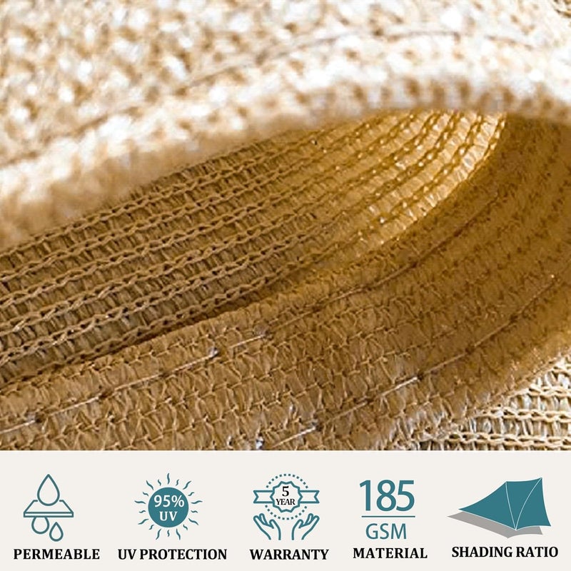Shade&Beyond 8'x10' Sun Shade Sails Canopy Rectangle Sand 185GSM Shade Sail for Patio Deck Yard Backyard, (We Make Custom Size) - Image 3